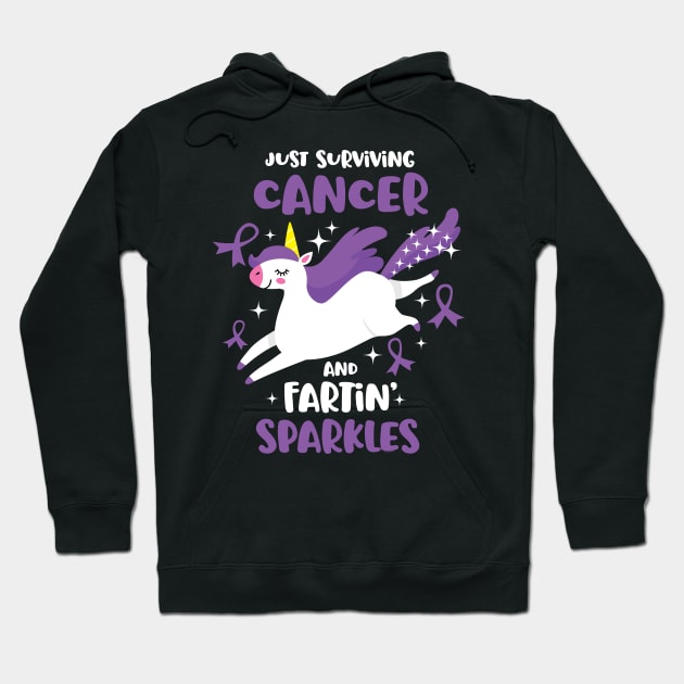 Cancer Survivor Farting Unicorn Hoodie by jomadado